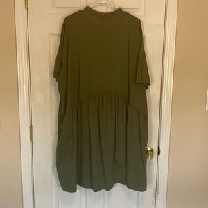 Oversized Smock Dress with High Neck